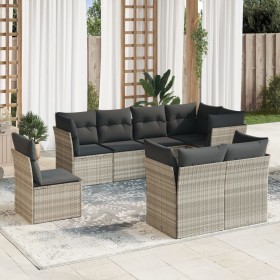 Set de sofás de jardín 8 pzas y cojines ratán sintético gris de , Conjuntos de jardín - Ref: Foro24-3217932, Precio: 600,28 €...