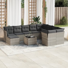 Set de sofás de jardín 11 pzas y cojines ratán sintético gris de , Conjuntos de jardín - Ref: Foro24-3218602, Precio: 707,86 ...