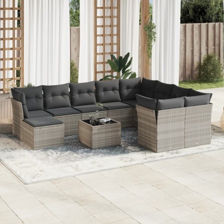 Set de sofás de jardín 11 pzas y cojines ratán sintético gris de , Conjuntos de jardín - Ref: Foro24-3218602, Precio: 707,86 ...
