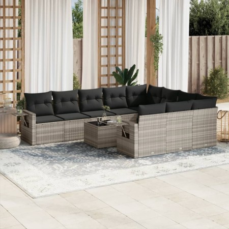 Set de sofás de jardín 11 pzas y cojines ratán sintético gris de , Conjuntos de jardín - Ref: Foro24-3253039, Precio: 743,28 ...