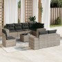 Set muebles jardín 9 pzas y cojines ratán sintético gris claro de , Conjuntos de jardín - Ref: Foro24-3255189, Precio: 669,58...