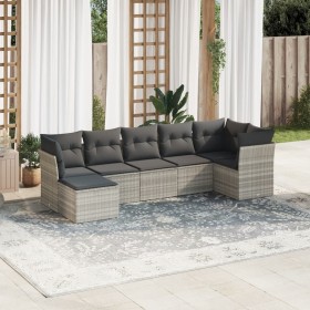 Set de sofás de jardín 7 pzas con cojines ratán PE gris claro de , Conjuntos de jardín - Ref: Foro24-3217972, Precio: 483,38 ...