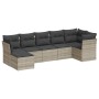 Set de sofás de jardín 7 pzas con cojines ratán PE gris claro de , Conjuntos de jardín - Ref: Foro24-3217972, Precio: 483,38 ...