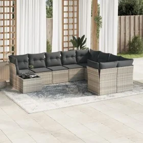 Set of 10-piece garden sofas with light gray synthetic rattan cushions by , Garden sets - Ref: Foro24-3218192, Price: 677,38 ...