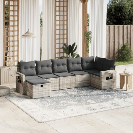 Set de sofás de jardín 7 pzas con cojines ratán PE gris claro de , Conjuntos de jardín - Ref: Foro24-3263818, Precio: 487,05 ...