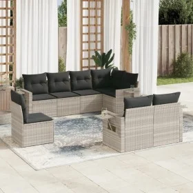 Gartensofagarnitur 8-teilig mit grauen Polstern aus synthetischem Rattan von , Gartensets - Ref: Foro24-3252779, Preis: 607,9...