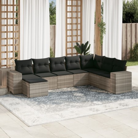Set de sofás de jardín 8 pzas y cojines ratán sintético gris de , Conjuntos de jardín - Ref: Foro24-3255299, Precio: 549,58 €...