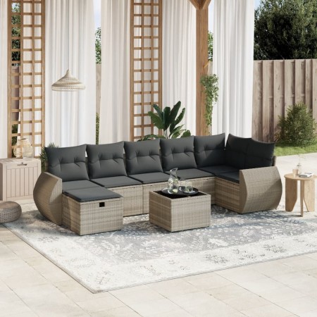 Set de sofás de jardín 8 pzas y cojines ratán sintético gris de , Conjuntos de jardín - Ref: Foro24-3264138, Precio: 558,90 €...