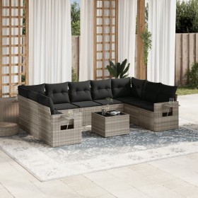 Set sofás jardín 10 pzas con cojines ratán sintético gris claro de , Conjuntos de jardín - Ref: Foro24-3220611, Precio: 660,5...