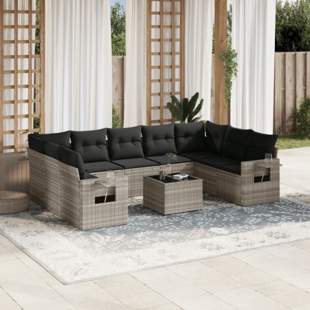 Set sofás jardín 10 pzas con cojines ratán sintético gris claro de , Conjuntos de jardín - Ref: Foro24-3220611, Precio: 660,5...
