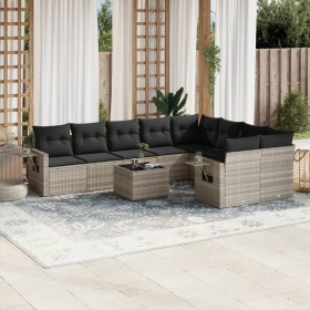 Set sofás jardín 10 pzas con cojines ratán sintético gris claro de , Conjuntos de jardín - Ref: Foro24-3220651, Precio: 660,5...