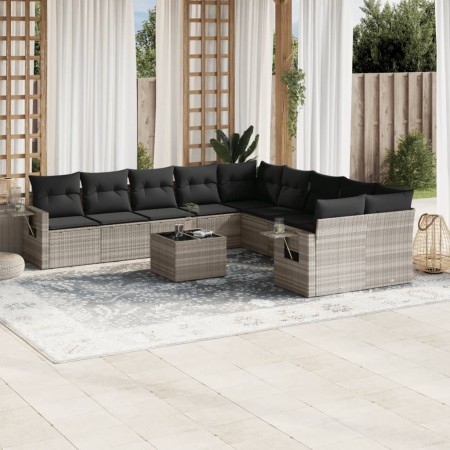 Set de sofás de jardín 11 pzas y cojines ratán sintético gris de , Conjuntos de jardín - Ref: Foro24-3220721, Precio: 753,66 ...