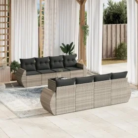 Set muebles jardín 9 pzas y cojines ratán sintético gris claro de , Conjuntos de jardín - Ref: Foro24-3221151, Precio: 657,22...