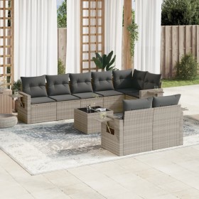 Set muebles jardín 9 pzas y cojines ratán sintético gris claro de , Conjuntos de jardín - Ref: Foro24-3220431, Precio: 649,12...