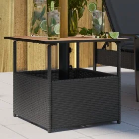 Mesa de jardín agujero de sombrilla ratán negro 55x55x46,5 cm de , Mesas de jardín - Ref: Foro24-364117, Precio: 69,82 €, Des...