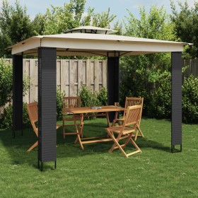 Cenador con doble techo tela crema 2,94x2,94 m de , Carpas y cenadores - Ref: Foro24-368444, Precio: 330,77 €, Descuento: %
