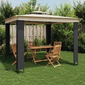 Cenador con doble techo tela crema 2,94x2,94 m de , Carpas y cenadores - Ref: Foro24-368444, Precio: 349,53 €, Descuento: %