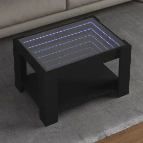 Mesa de centro con LED madera de ingeniería negro 73x53x45 cm de , Mesas de centro - Ref: Foro24-847547, Precio: 103,95 €, De...