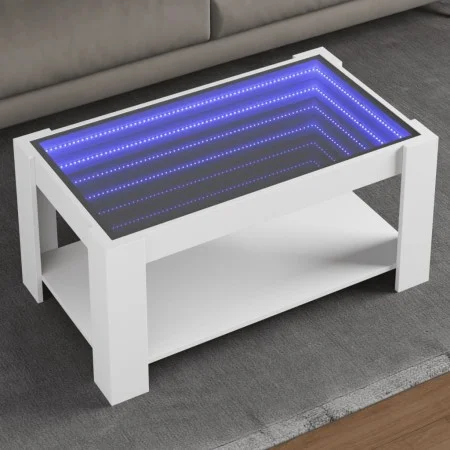 Mesa de centro con LED madera de ingeniería blanca 93x53x45 cm de , Mesas de centro - Ref: Foro24-847553, Precio: 120,00 €, D...