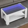 Mesa de centro con LED madera de ingeniería blanca 93x53x45 cm de , Mesas de centro - Ref: Foro24-847553, Precio: 120,00 €, D...