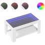 Mesa de centro con LED madera de ingeniería blanca 93x53x45 cm de , Mesas de centro - Ref: Foro24-847553, Precio: 121,69 €, D...