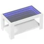 Mesa de centro con LED madera de ingeniería blanca 93x53x45 cm de , Mesas de centro - Ref: Foro24-847553, Precio: 120,00 €, D...