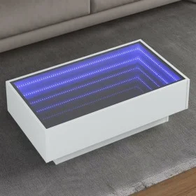 Mesa de centro con LED madera de ingeniería blanca 90x50x30 cm de , Mesas de centro - Ref: Foro24-847518, Precio: 143,36 €, D...