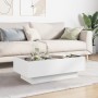 Mesa de centro con LED madera de ingeniería blanca 90x50x30 cm de , Mesas de centro - Ref: Foro24-847518, Precio: 146,22 €, D...
