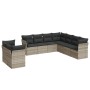 Set muebles jardín 9 pzas y cojines ratán sintético gris claro en Conjuntos de jardín | Comprar online en Foru.es