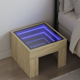 Mesita de noche con Infinity LED roble Sonoma 40x40x30 cm de , Mesitas de noche - Ref: Foro24-3284072, Precio: 57,20 €, Descu...