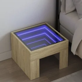 Mesita de noche con Infinity LED roble Sonoma 40x40x30 cm de , Mesitas de noche - Ref: Foro24-3284072, Precio: 56,41 €, Descu...
