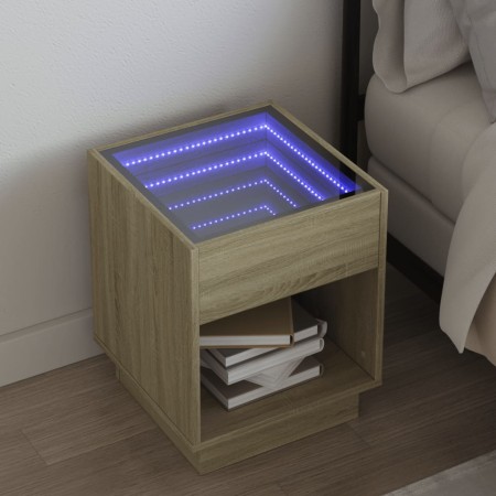 Mesita de noche con Infinity LED roble Sonoma 40x40x50 cm de , Mesitas de noche - Ref: Foro24-3284079, Precio: 60,20 €, Descu...