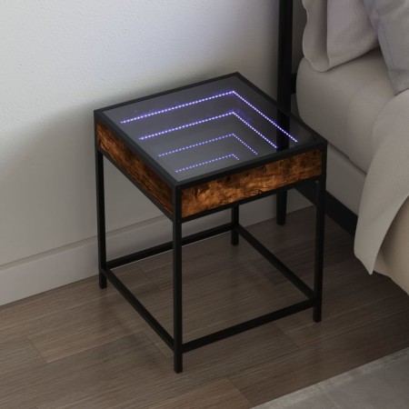 Mesita de noche con Infinity LED roble ahumado 40x40x51 cm de , Mesitas de noche - Ref: Foro24-3284093, Precio: 53,26 €, Desc...