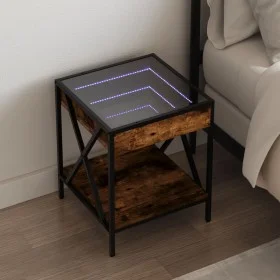 Mesita de noche con Infinity LED roble ahumado 40x40x49 cm de , Mesitas de noche - Ref: Foro24-3284098, Precio: 64,25 €, Desc...