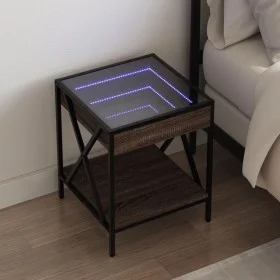 Mesita de noche con Infinity LED marrón roble 40x40x49 cm de , Mesitas de noche - Ref: Foro24-3284100, Precio: 67,51 €, Descu...