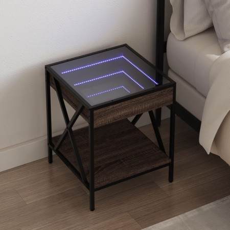 Mesita de noche con Infinity LED marrón roble 40x40x49 cm de , Mesitas de noche - Ref: Foro24-3284100, Precio: 68,59 €, Descu...