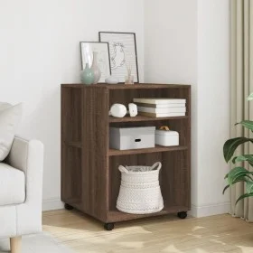 Mesa auxiliar ruedas madera ingeniería marrón roble 55x60x78 cm de , Armarios archivadores - Ref: Foro24-853161, Precio: 86,7...