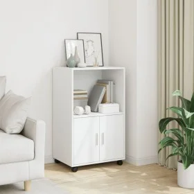 Armario con ruedas madera de ingeniería blanco 55x40x91 cm de , Aparadores - Ref: Foro24-853182, Precio: 65,61 €, Descuento: %