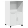 Armario con ruedas madera de ingeniería blanco 55x40x91 cm de , Aparadores - Ref: Foro24-853182, Precio: 66,71 €, Descuento: %