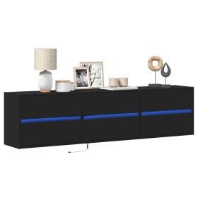 Mueble de TV de pared con LED negro 180x31x45 cm de , Muebles TV - Ref: Foro24-3307934, Precio: 157,43 €, Descuento: %