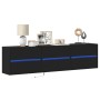 Mueble de TV de pared con LED negro 180x31x45 cm de , Muebles TV - Ref: Foro24-3307934, Precio: 157,43 €, Descuento: %
