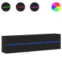 Mueble de TV de pared con LED negro 180x31x45 cm de , Muebles TV - Ref: Foro24-3307934, Precio: 157,43 €, Descuento: %
