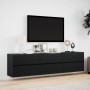 Mueble de TV de pared con LED negro 180x31x45 cm de , Muebles TV - Ref: Foro24-3307934, Precio: 157,43 €, Descuento: %