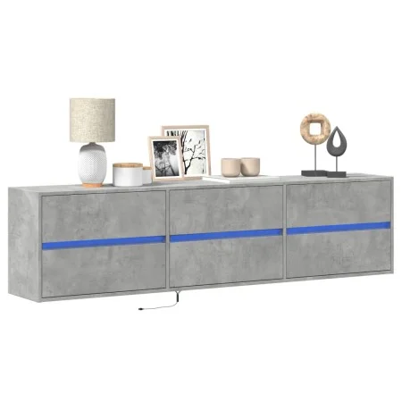 Mueble de TV de pared con LED gris hormigón 180x31x45 cm de , Muebles TV - Ref: Foro24-3307936, Precio: 124,64 €, Descuento: %