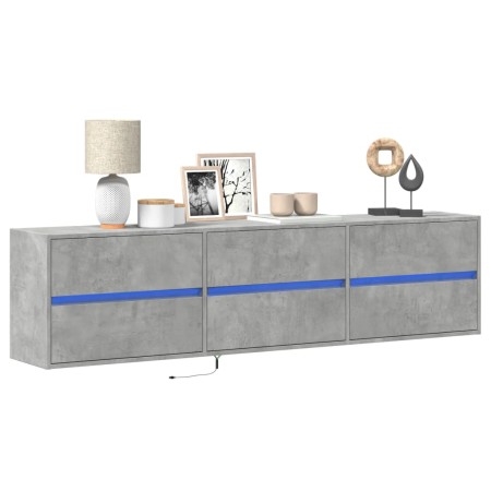 Mueble de TV de pared con LED gris hormigón 180x31x45 cm de , Muebles TV - Ref: Foro24-3307936, Precio: 126,19 €, Descuento: %
