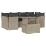 Set de sofás de jardín 7 pzas con cojines ratán PE gris claro de , Conjuntos de jardín - Ref: Foro24-3266382, Precio: 532,84 ...