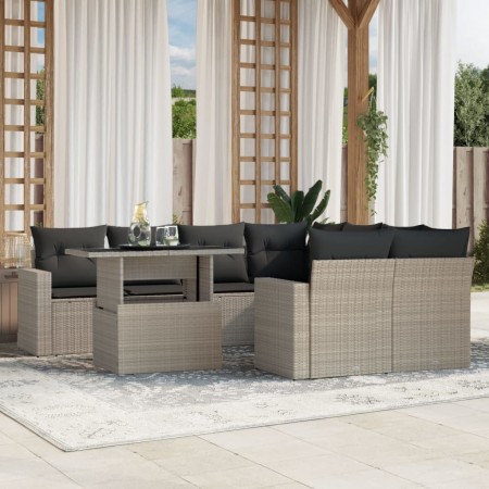Set muebles jardín 9 pzas y cojines ratán sintético gris claro de , Conjuntos de jardín - Ref: Foro24-3267172, Precio: 668,69...