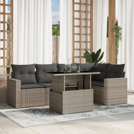 Set de sofás de jardín 6 pzas y cojines ratán sintético gris de , Conjuntos de jardín - Ref: Foro24-3267262, Precio: 452,02 €...