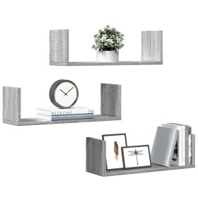 Estante de pared 3 uds madera ingeniería gris Sonoma 58x18x18cm de , Estantes y estanterías - Ref: Foro24-853286, Precio: 29,...