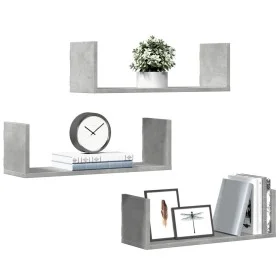 Wall shelves 2 units engineered wood gray concrete 58x18x18cm by , Shelves and shelves - Ref: Foro24-853284, Price: 28,89 €, ...